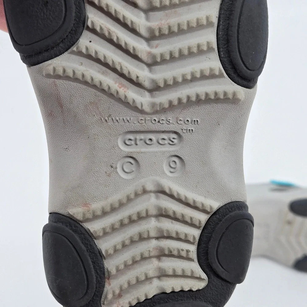 Crocs Toddler All Terrain Fisherman Sandals Gray Atmosphere Blue Water Shoes C9